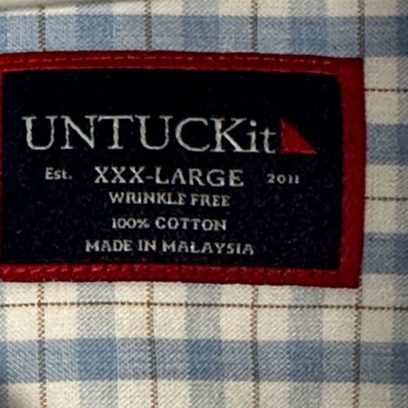 Untuckit Shirt Men's XXXL Check/Plaid Button Up Roodeberg Wrinkle Free Cotton - Picture 10 of 13
